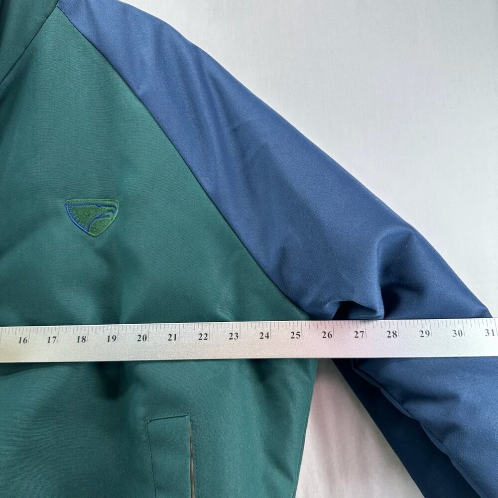 California Imperial Bomber Jacket Men L Zip Up Quilt Lined Colorblock Green Blue - Picture 6 of 11